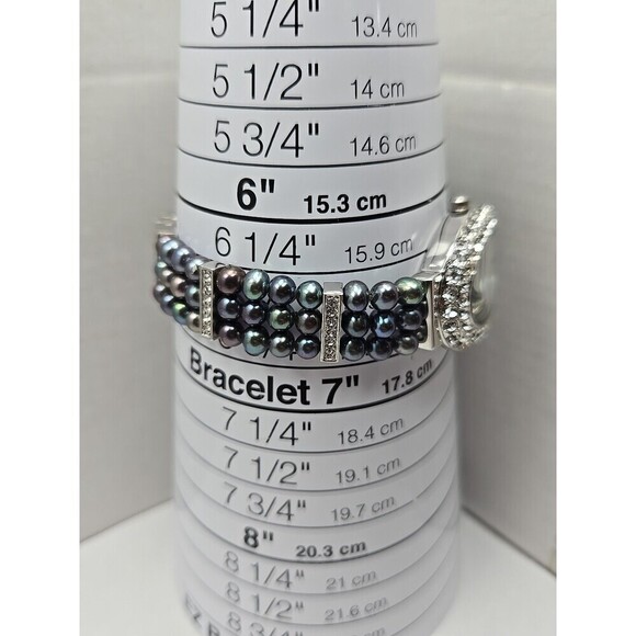 Croton Womens Iridescent Black Pearl Watch Crystal Pave Bracelet New Battery - Picture 7 of 10